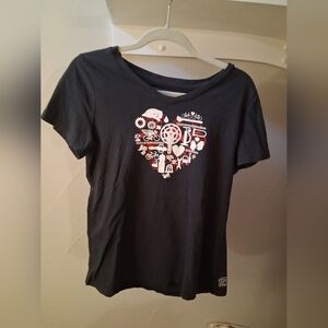 Novara Women's Cycling Charcoal Cotton Tee Heart With Bike Parts Size XL